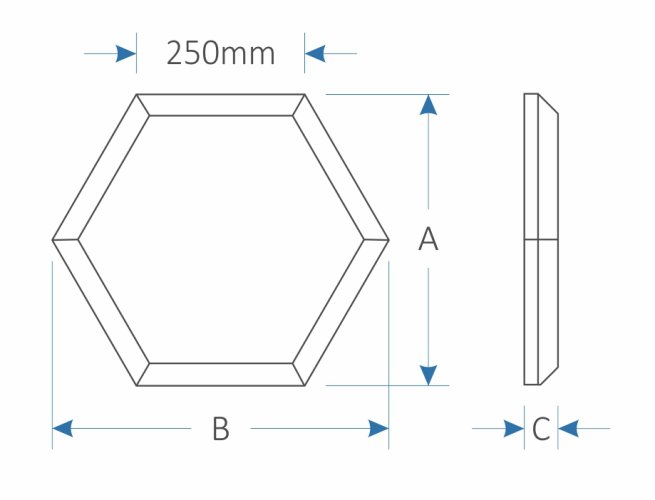 Akustický panel Mistr Akustik Profi – šestiúhelník (hexagon) - Výška: 346 mm, Šířka: 400 mm, Tloušťka: 70 mm, Série: Profi