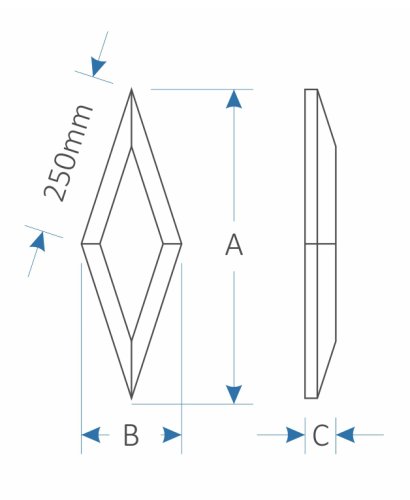 Akustický panel Mistr Akustik Profi – diamant zkosený - Výška: 250 mm, Tloušťka: 50 mm, Série: Profi