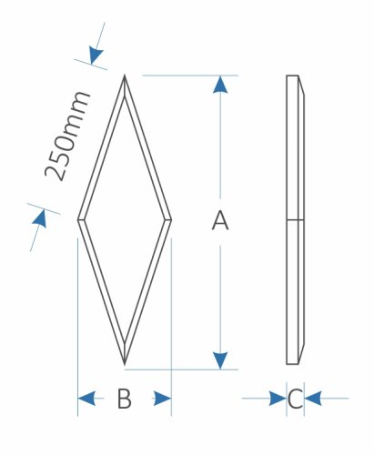 Akustický panel Mistr Akustik Design – diamant rovný - Výška: 475 mm, Šířka: 155 mm, Tloušťka: 30 mm, Série: Design
