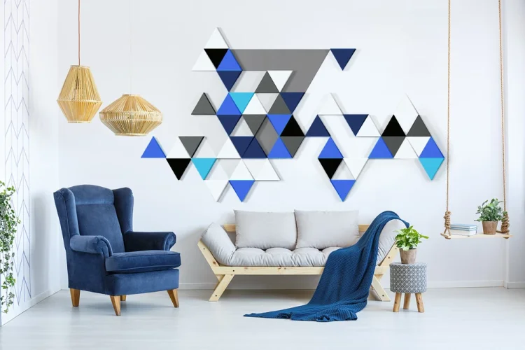 Akustický panel Mistr Akustik Design – trojúhelník rovný - Výška: 218 mm, Šířka: 250 mm, Tloušťka: 30 mm, Série: Design